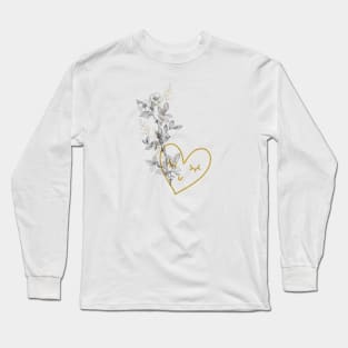 Wild Rose Flower with Heart Long Sleeve T-Shirt